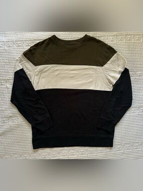 Colorblock Basic Crewneck Sweatshirt Men’s Medium Original Use Green Cream Navy